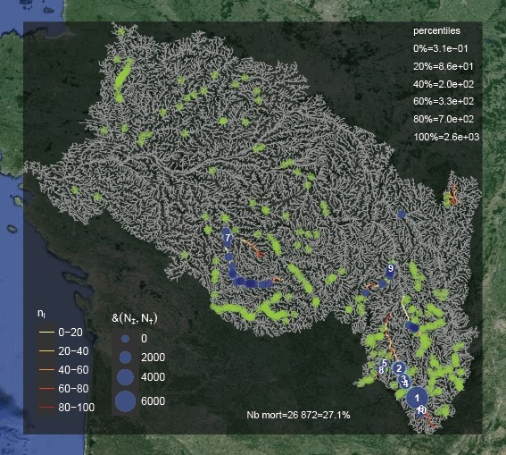 Ouvrages hydroélectriques les plus impactant pour le saumon dans le bassin de la Loire compte-tenu de sa répartition actuelle Ouvrages hydroélectriques les plus impactant pour le saumon dans le bassin de la Loire compte-tenu de sa répartition actuelle